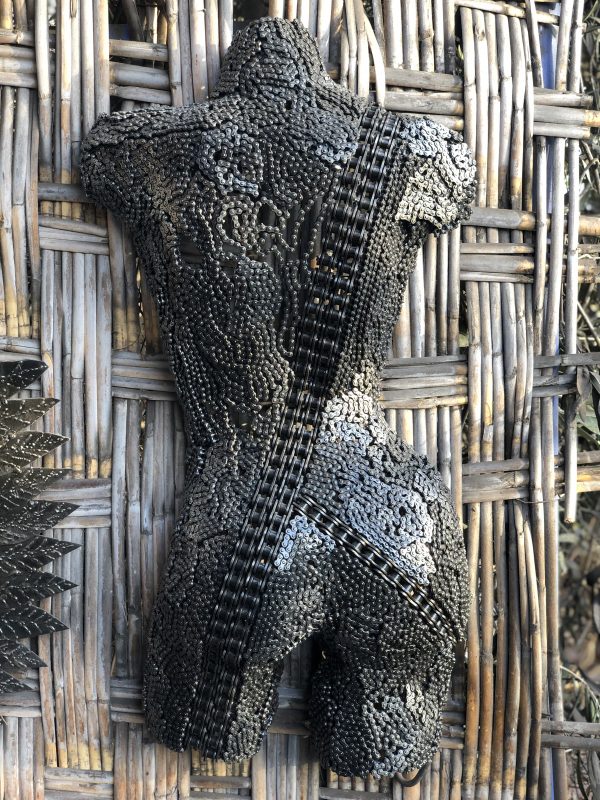 full chained Metal Torso: Stylish Handcrafted Metal Wall Sculpture