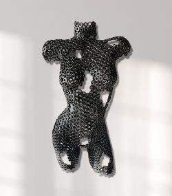 Metallic steel bust torso: Captivating Female Torso Mannequin Wall Art Sculpture