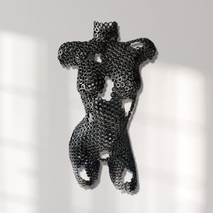 Metallic steel bust torso: Captivating Female Torso Mannequin Wall Art Sculpture