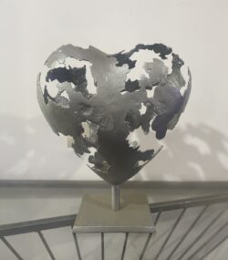 silver Abstract Metal Heart Sculpture