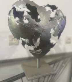 silver Abstract Metal Heart Sculpture - Image 2