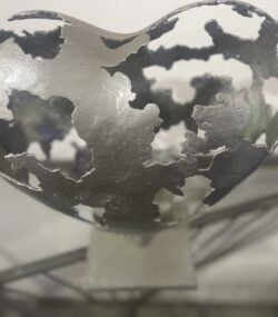 silver Abstract Metal Heart Sculpture - Image 5