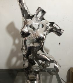 Sculpture |POLISHED ALUMINUM TORSO | Handcrafted Female Form | For Fine Art Lovers