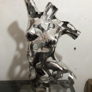 Sculpture |POLISHED ALUMINUM TORSO | Handcrafted Female Form | For Fine Art Lovers