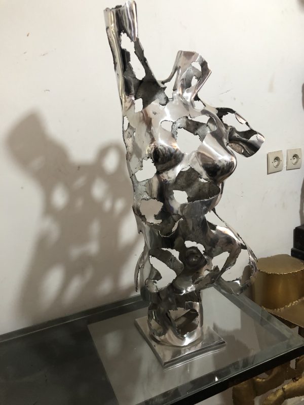 Sculpture |POLISHED ALUMINUM TORSO | Handcrafted Female Form | For Fine Art Lovers - Image 2