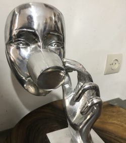 Silver drinking Face | calm Reflection statue - Image 3