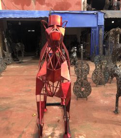 Large Red Metal Camel Sculpture – Modern Geometric Abstract Animal Art, Handmade Indoor & Outdoor Decor - Image 3