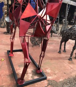 Large Red Metal Camel Sculpture – Modern Geometric Abstract Animal Art, Handmade Indoor & Outdoor Decor - Image 2
