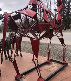 Large Red Metal Camel Sculpture – Modern Geometric Abstract Animal Art, Handmade Indoor & Outdoor Decor - Image 7