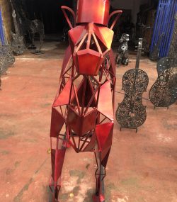 Large Red Metal Camel Sculpture – Modern Geometric Abstract Animal Art, Handmade Indoor & Outdoor Decor - Image 4