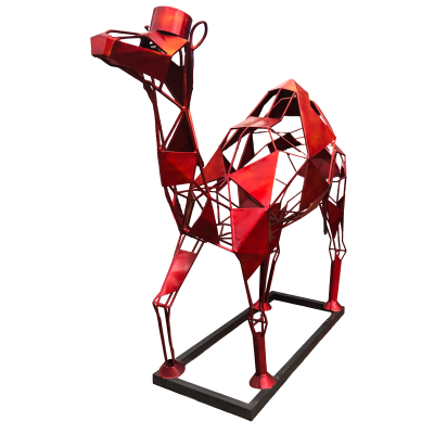red camel statue metal decor