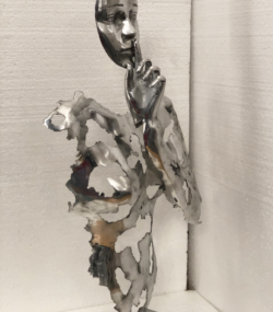 Aluminum Silent Expression Statue | Shiny brushed Reflection