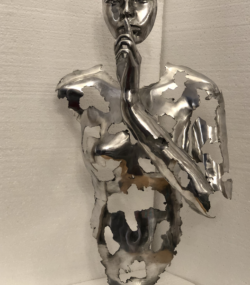 Aluminum Silent Expression Statue | Shiny brushed Reflection
