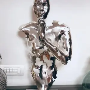Aluminum Silent Expression Statue | Shiny brushed Reflection