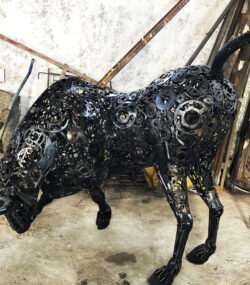 BLACK RECYCLED LAMBORGHINI BULL STATUE