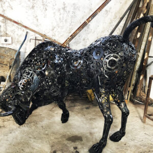 BLACK RECYCLED LAMBORGHINI BULL STATUE